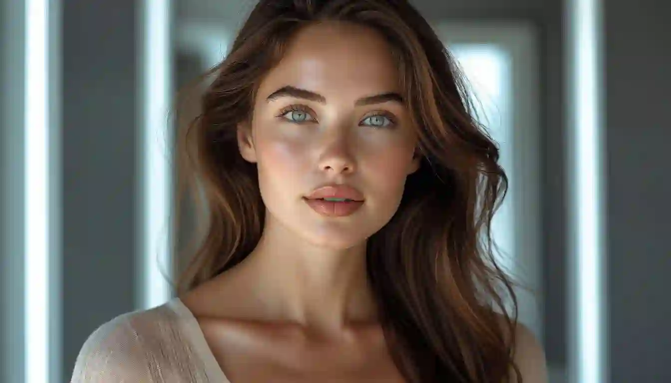 Retouched celebrity photo showing elegant refinement and natural skin tone
